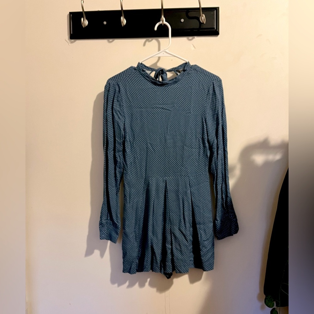 Zara (TRF WOMAN) Blue patterned long-sleeve romper